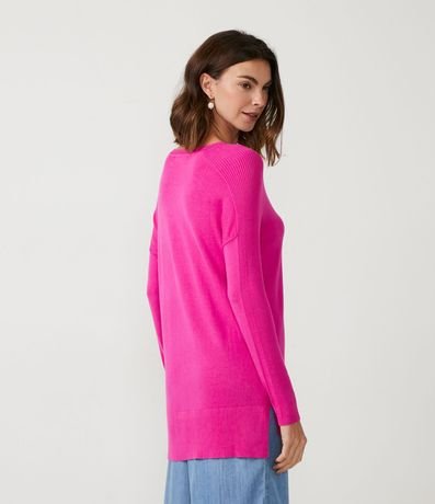 Blusa de Punto con Escote V Texturizada con Barra Mullet 3