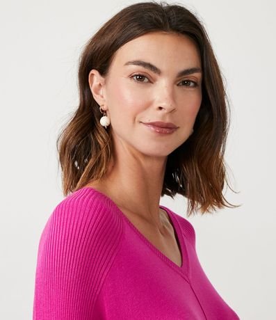 Blusa de Punto con Escote V Texturizada con Barra Mullet 4