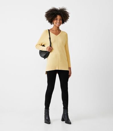 Blusa de Punto con Escote V Texturizada con Barra Mullet 2