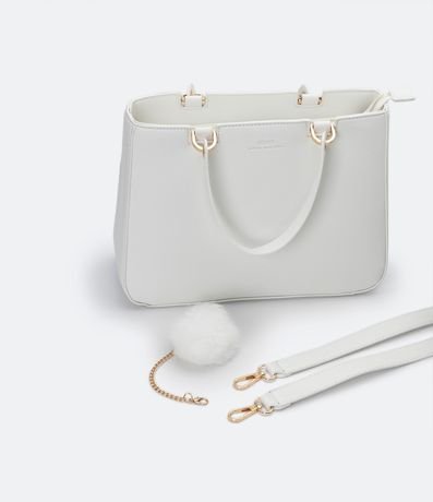 Bolso Transversal Satchel con Correa de Mano con Pompón 9