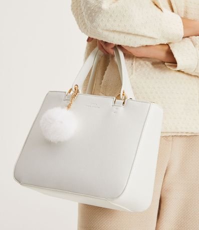 Bolso Transversal Satchel con Correa de Mano con Pompón 10