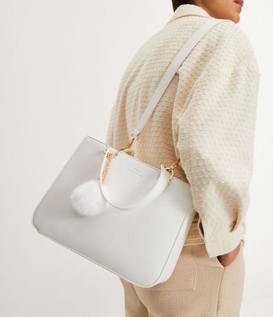 Bolsa Transversal Satchel con Correa de Mano con Pompón 2