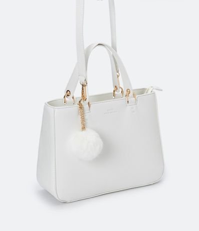 Bolso Transversal Satchel con Correa de Mano con Pompón 2