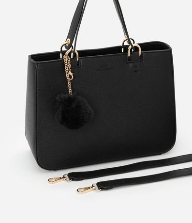 Bolso Transversal Satchel con Correa de Mano con Pompón 9