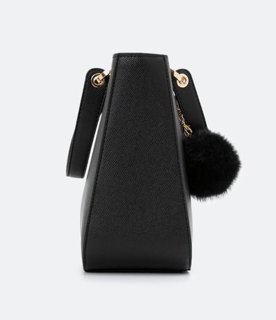 Bolso Transversal Satchel con Correa de Mano con Pompón 2