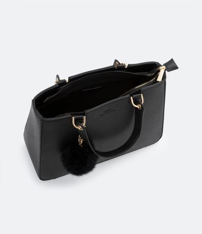 Bolso Transversal Satchel con Correa de Mano con Pompón 5