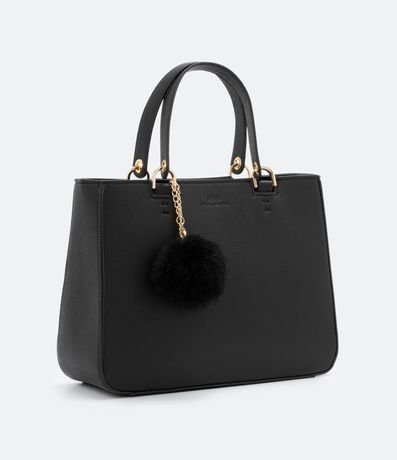 Bolso Transversal Satchel con Correa de Mano con Pompón 6