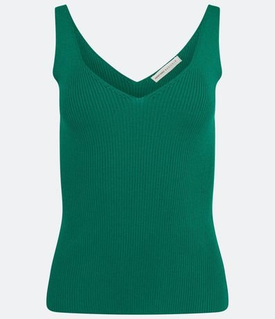 Blusa Musculosa en Punto Acanalado con Escote V 7