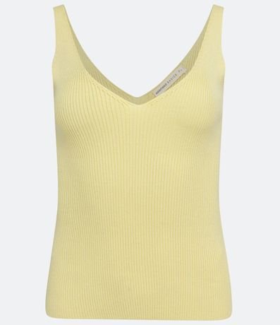 Blusa Musculosa en Punto Acanalado con Escote V 5