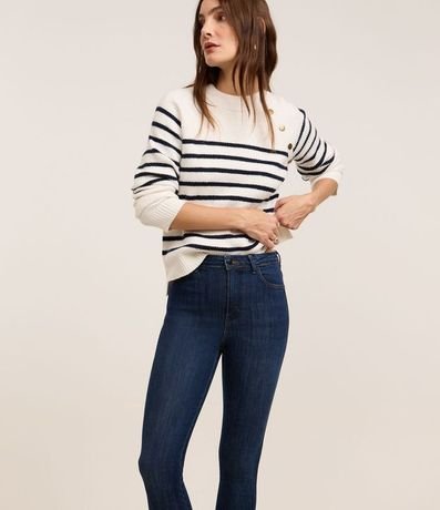 Pantalón Skinny Cropped en Jeans con Barra Doblada 2