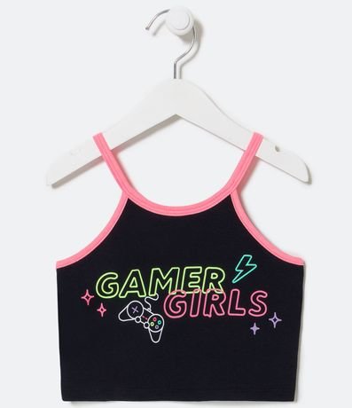 Blusa de Tirantes Cropped Infantil Estampado Gamer Girl - Talle 5 a 14 años 1