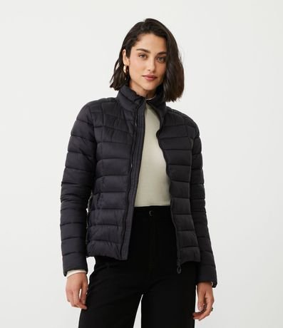 Campera Puffer en Poliamida con Cuello Alto