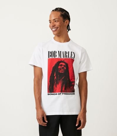 Remera Regular en Algodón con Estampado Bob Marley 1