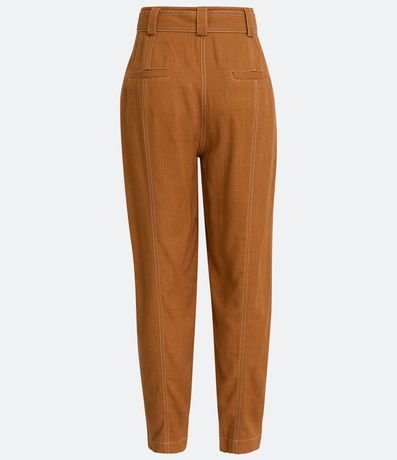 Pantalón Recto en Viscolino con Pespuntos y Cinturón 6