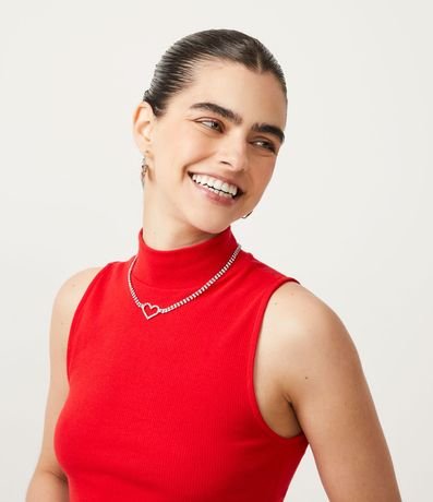 Blusa Cropped Básica sin Manga en Algodón con Cuello Alto 4