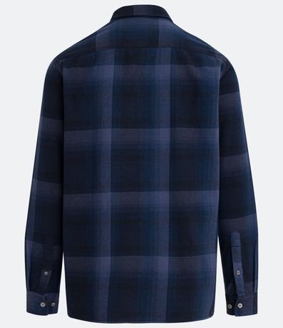 Camisa Regular en Algodón de Cuadros con Bolsillo y Manga Larga 8