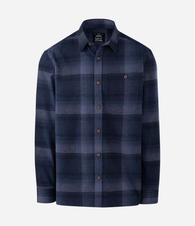 Camisa Regular en Algodón de Cuadros con Bolsillo y Manga Larga 9