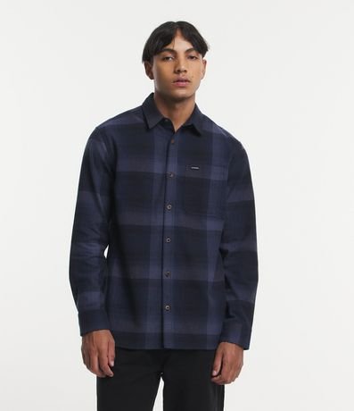 Camisa Regular en Algodón de Cuadros con Bolsillo y Manga Larga 2