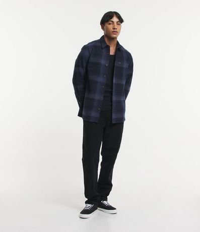 Camisa Regular en Algodón de Cuadros con Bolsillo y Manga Larga 2