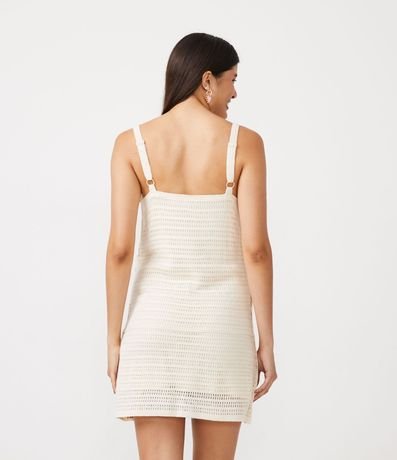 Vestido Corto de Punto Ganchillo y Cuadros Contrastantes 3