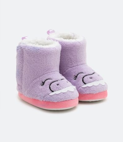 Pantufla Bota Infantil en Fleece con Bordado Dinossaurio - Talle 20/21 a 28/29