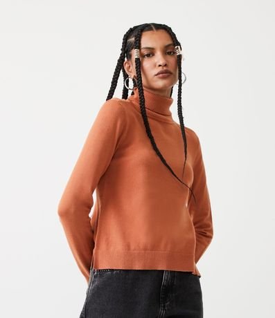 Blusa Alargada de Punto con Cuello Alto 1