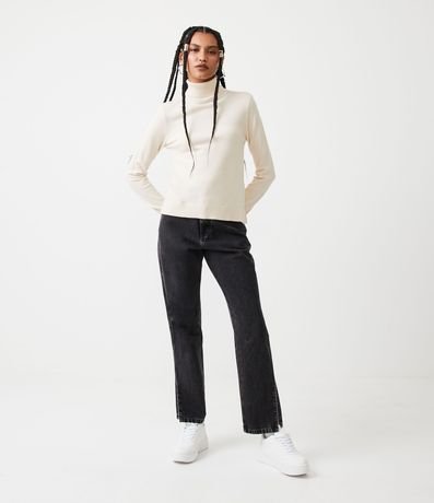 Blusa Alargada de Punto con Cuello Alto 2