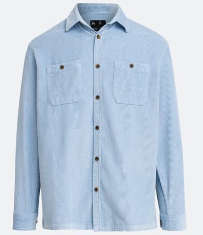 Camisa Regular en Algodón con Textura Cotelê y Bolsos 5