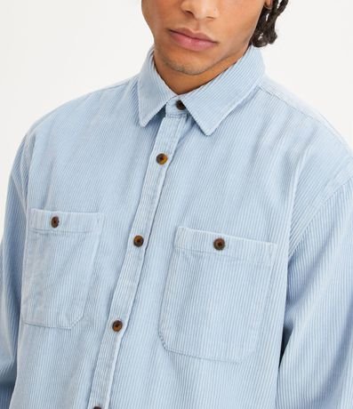 Camisa Regular en Algodón con Textura Cotelê y Bolsos 4