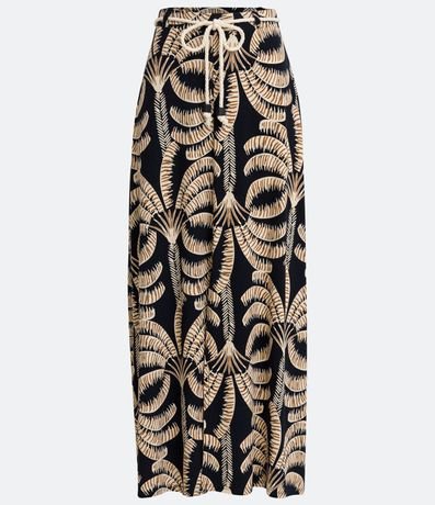 Pollera Larga en Viscosa con Abertura y Estampado Tropical 5