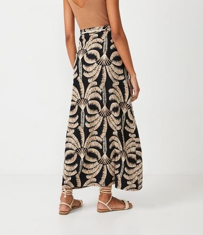 Pollera Larga en Viscosa con Abertura y Estampado Tropical 3