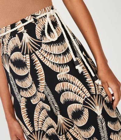 Pollera Larga en Viscosa con Abertura y Estampado Tropical 4