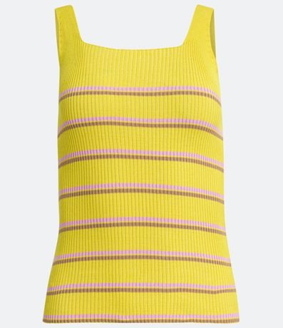 Musculosa de Punto con Escote Cuadrado y Estampado Rayas 5