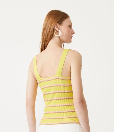 Musculosa de Punto con Escote Cuadrado y Estampado Rayas 3