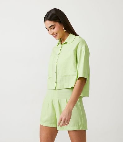 Camisa Amplia en Lino con Botones