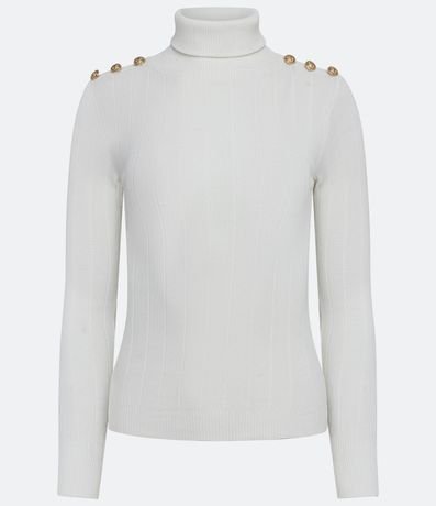 Blusa en Punto con Cuello Alto y Botón en el Hombro 5