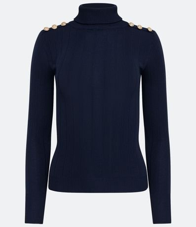 Blusa en Punto con Cuello Alto y Botón en el Hombro 5