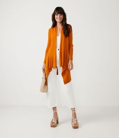 Cardigan Alargado de Punto Texturizado con Abertura Total 2