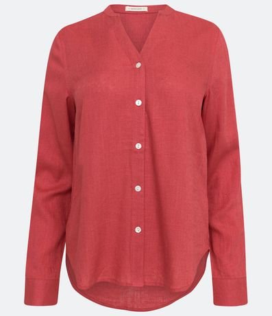 Camisa en Viscolino con Escote V 6