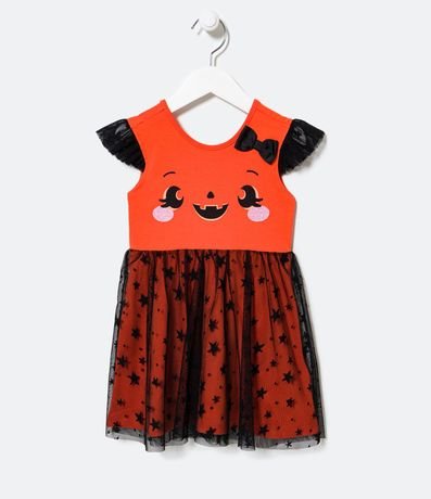 Vestido Infantil con Estampado de Calabazas de Halloween - Talle 1 A 5 años 2