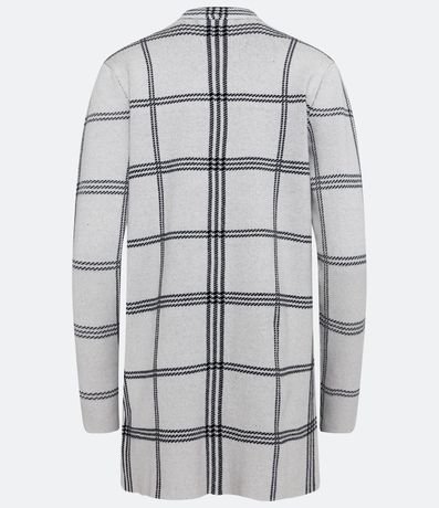 Cardigan Alargado en Punto con Estampado de Cuadros Grid 6