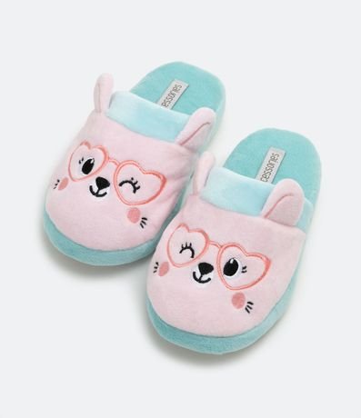 Pantufla Infantil en Fleece con Bordado de Animalito de Lentes - Talle  29/30 al 35/36 2