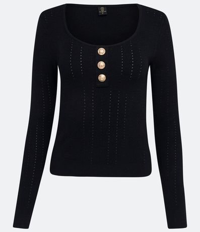 Blusa de Punto con Botones Diferenciados 6