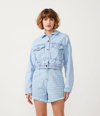 Campera Cropped de Jean con Textura