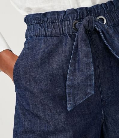 Bermuda en Jeans con Cintura Elástica y Lazo 4
