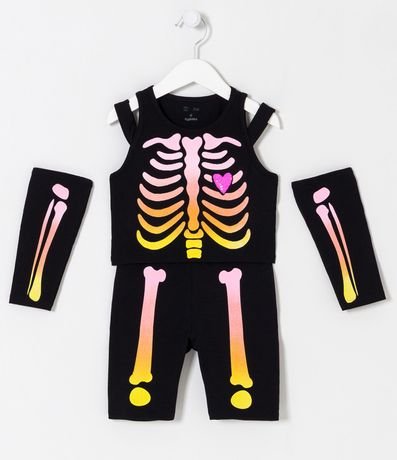 Conjunto Infantil Brilla en la Oscuridad con Estampado de Esqueleto Dip Dye - Talle 5 a 14 años 1