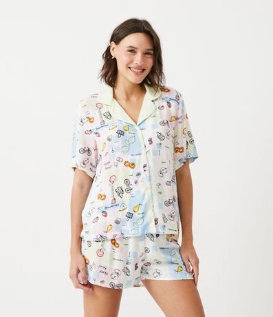Pijama Americano en Viscosa con Estampado Frutas 1