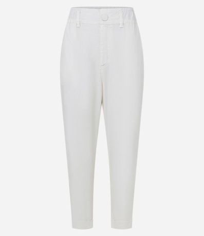 Pantalón Baggy en Sarga con Cintura Ancha y Botón 5