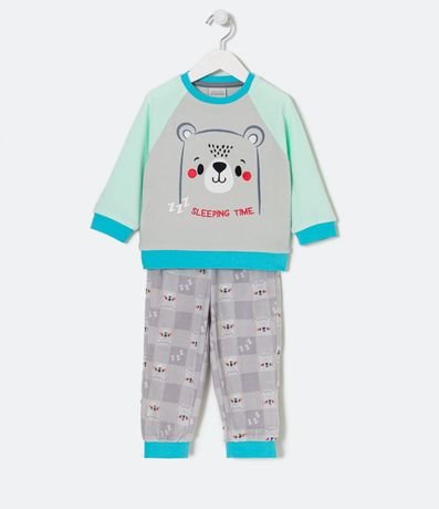 Pijama Largo Infantil en Fleece con Bordado de Osito - Talle 1 a 4 años 1