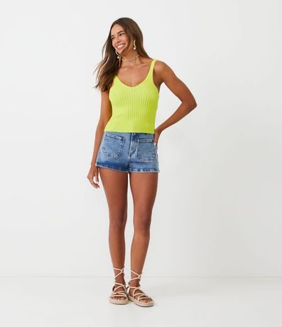 Blusa Musculosa Cropped en Viscosa Acanalada 2